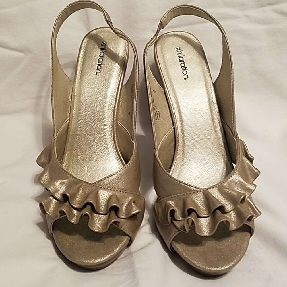 Metallic gold heels size 8